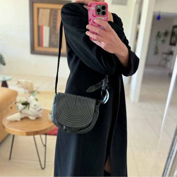 FURLA Genuine Leather Black with Contrast Stitching Crossbody Purse Bag - Picture 3 of 14